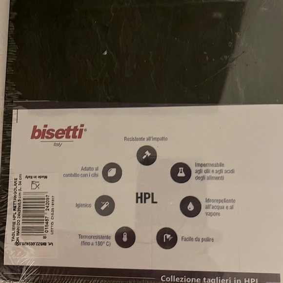 New. Bisetti Slate Laminate Rectangular Cutting Board w/ Handle from Italy - Picture 2 of 3